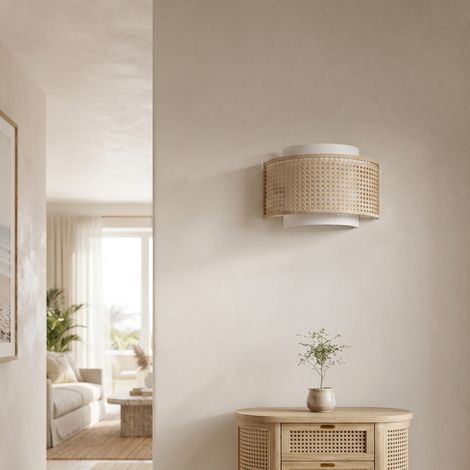Aplique de Pared de Vienés Natural y Blanco  Serie BIMBA (1/5)