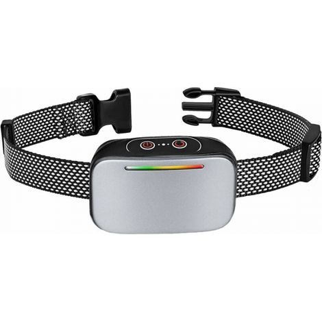 Collare antiabbaio automatico per cani, controllo antiabbaio intelligente, ricaricabile, modalità scossa statica, vibrazione e suono, resistente all'acqua IP67, indicatore LED - colore argento (1/5)