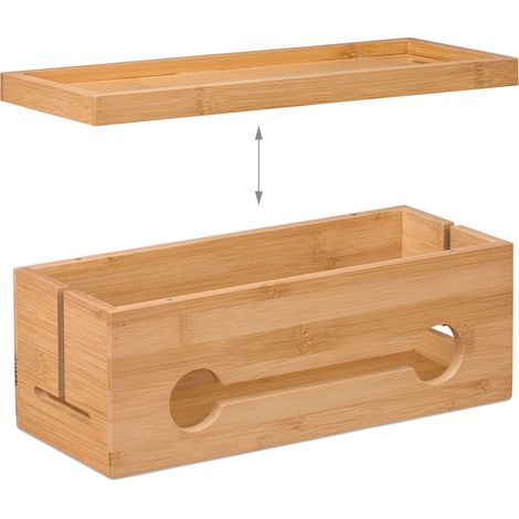 Pratica scatola copricavi per mobile TV 60 x 20 x 15 cm custodia sicura in bambù naturale 130016040