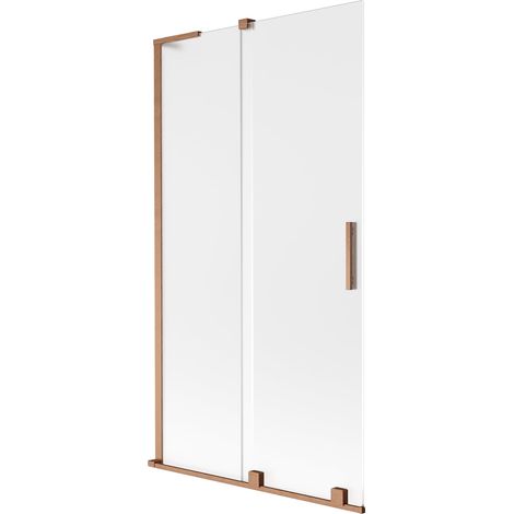 Mexen Velar L mampara de ducha de 2 paneles corredizos 100 x 150 cm, escarchado, cobre cepillado - 896-100-003-31-65 (1/5)