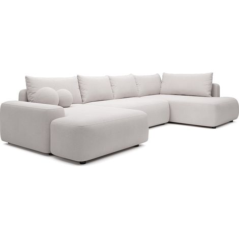 Grande divano letto angolo panoramico in tessuto testurizzato beige - DAVISO