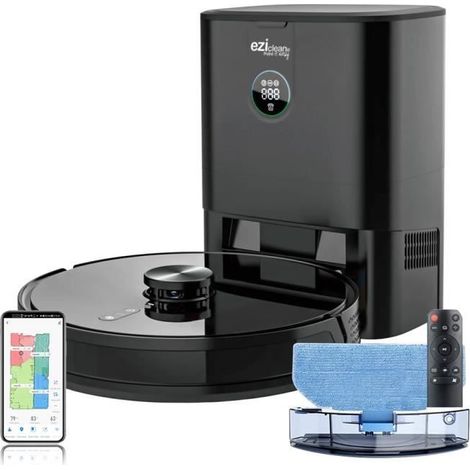 Aspirateur robot laveur connecté – Autovidage – Capacité bac 0,4L – Compatible assistant vocal – Dimensions 9.7 x 34.5 x 34.5 cm – Eziclean (1/5)