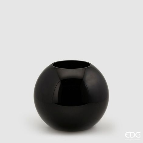 EDG Enzo De Gasperi Vaso Sfera H 20 Cm D 23 Cm Vetro Molato Black