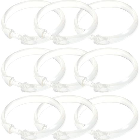 Lot de 12 Crochets Ronds en Pp pour Rideau de Bain, Surface Lisse, Compatible Toutes Tringles, Style Chic Salle de Bain Moderne (1/5)