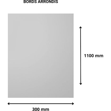 Plaque verre acrylique miroir 3 mm - 30 x 110 cm (300 x 1100 mm) - Verre synthétique - Bord arrondis - Plexiglass