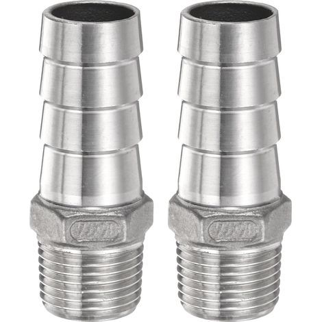 Stück Edelstahl-Schlauchverbinder mit Widerhaken, 0,8" (20 mm), 1/2"-Außengewinde, Schlauchverbinder mit Widerhaken, Kupplung (1/5)