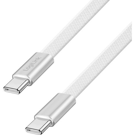 LogiLink USB-C® Kabel  USB 2.0 USB-C® Stecker 1 m Weiß beidseitig verwendbarer Stecker, Flache Ausfü (1/5)