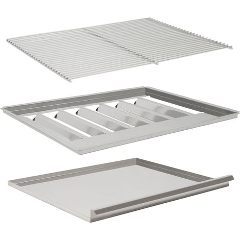BBQ-Toro Grillrost Set, 60 x 48 cm, mit Flammenblech und Fettwanne, für Gastrobräter (64 x 52 cm) (1/2)