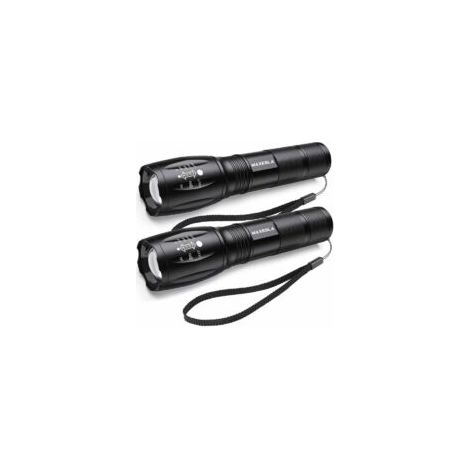 Torcia LED ultra potente - 2000 lumen, impermeabile IP65, zoomabile, 5 modalità di illuminazione (confezione da 2) - Crezuo (1/4)