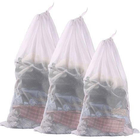 Lot de 9 sacs en filet, sac à provisions réutilisable, cordon de serrage, rangement légumes, usage cuisine voyage (1/5)