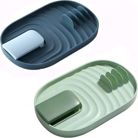 2 Pièces Multifonctionnel Ustensiles de Cuisine, Le Support de Cuillère de Support de Couvercle de Pot, Support de Couvercle Pliable de Rainure Anti-Goutte Sont Idéales pour l' équipem (1/5)