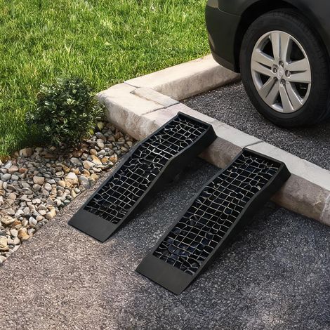 Rampes d'accès en PP noir lot de 2 pour véhicules et fauteuils (1/5)
