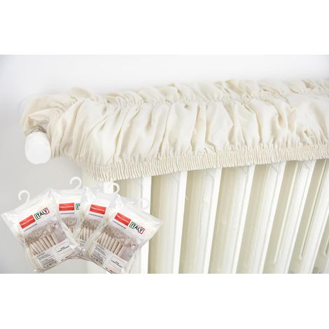Lot de 4 housses de radiateur élastiques en beige extensibles de 80 à 140 cm Écru couvre-radiateur en tissu en coton (1/4)