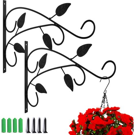 Pieces Wall Hanging Plant Hook with Screw Holder Plant Hook Lantern Bird Feeders Metal Garden Basket for Balcony Garden Decoration 25x20cm (1/5)