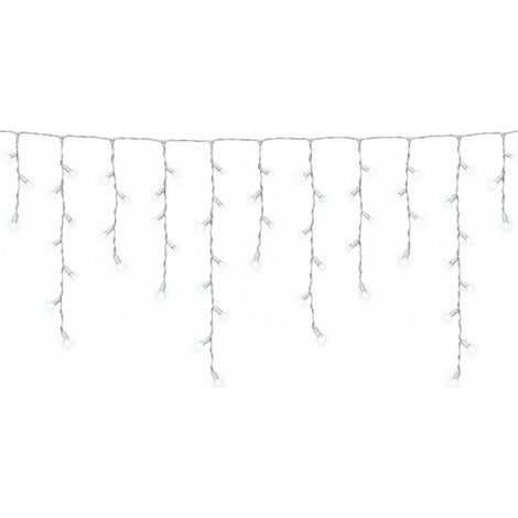 ETTROIT 120 LED-Lichtervorhang, 3M, weißes Licht, weißes Kabel, IP65, ausziehbar, Blitzeffekt, mit Aufhängedrähten in abwechselnden Längen (30–70–40–60 cm) für einen Kaskadeneffekt, Weihnachtsgirlande (1/5)