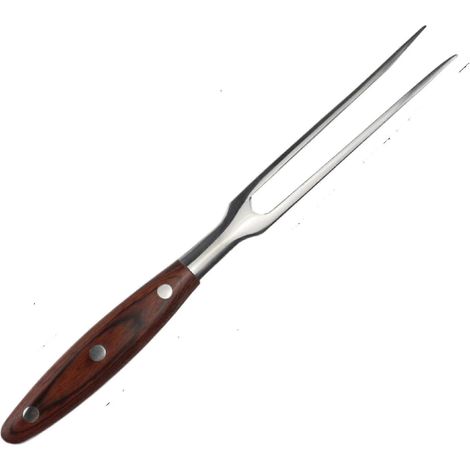 Fourchette à viande en acier inoxydable de 29,5 cm avec manche en bois - Fourchette à viande à deux dents - Fourchette de cuisson pour poulet, dinde et bœuf (1/5)