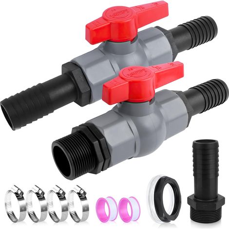 Kugelhahn für Schwimmbecken mit Schlauchanschluss, 1 Zoll (25 mm) Kugelhahn, PVC-Absperrventile mit Innengewinde für den Bau von Schwimmbecken und Teichen (1/5)