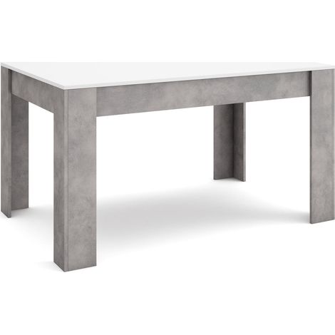 Skraut Home - Table à manger, Meuble Salle à Manger, 140x90x76 cm, Pour 6 personnes, Meubles de Salon, Style moderne, Blanc et Gris Ciment (1/5)