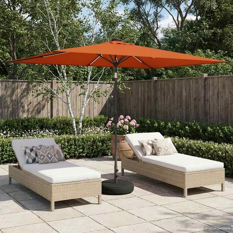 Parasol de jardín con luces LED y base 200 x 300 cm Poliéster