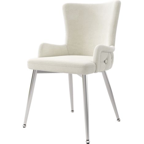 ELVMI Lot de 6 Sillas de Comedor en Terciopelo y Metal, Beige y Plata (1/5)