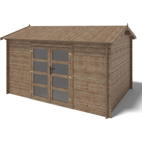 Casetta da giardino in legno - 12.00m2 - 4.00x3.00m - impregnata - 28mm - colore: marrone - DOM677 (1/5)