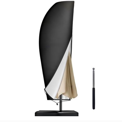 Funda para sombrilla Cantilever, tejido Oxford, resistente al viento, a los rayos UV, resistente al desgarro, con varilla telescópica y cremallera (265 x 40/70/50 cm)