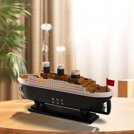 Difusor de aromaterapia con aceites esenciales Steamboat Design, 250 ml, humidificador de vapor frío con 7 luces y 2 modos de pulverización. (1/5)
