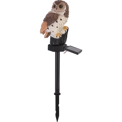 Lampadaire Solaire LED Owl Décoration Jardin Extérieur Résine Plastique IP65 44cm Brown 600mAh (1/5)