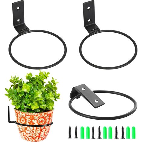 Lot de 3 Support Mural Pot Suspendu Plante Exterieur Porte Pots Anneau Support Mural en Métal Support Plantes Interieur Exterieur Suspendu (1/5)
