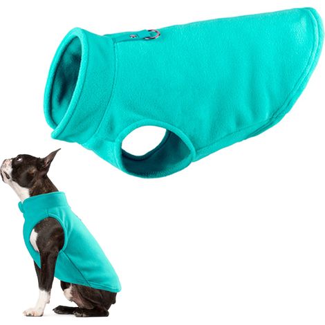 Warm fleece dog pullover with ring leash - Winter coat for small dogs - Winter dog clothes