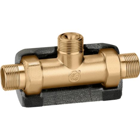 Té de by-pass avec isolation pour vannes à sphère motorisées série 6453, 3/4", sans buse Caleffi 645950  3/4"