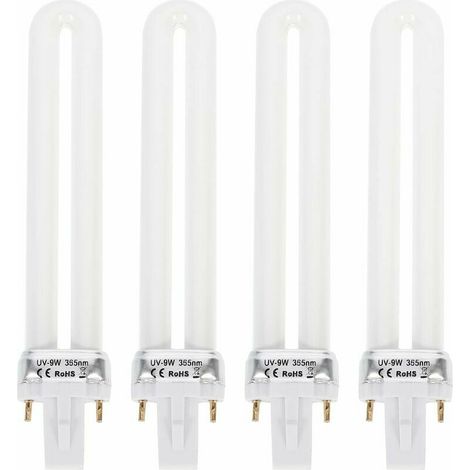 4 pièces en forme de U remplacement 9W 365nm Tube de lumière UV ampoule Tube pour la maison lampe UV lumière Nail Art bricolage (1/4)