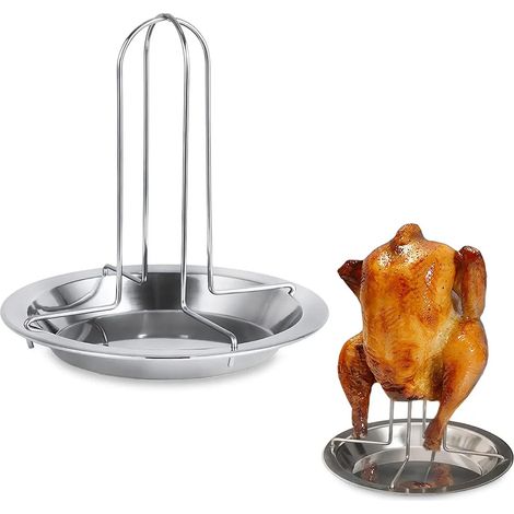 Rejilla de acero inoxidable de 2 piezas para asar pollos (16,5 x 17 cm) para horno, ahumador y camping. (1/5)