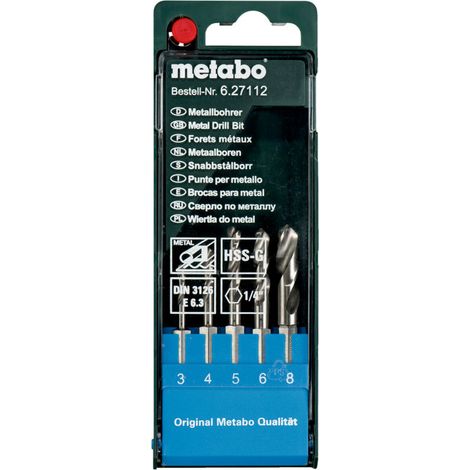 Metabo HSS-G-Bohrerkassette, 5-tlg. E 6,3 (1/3)
