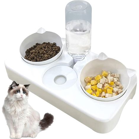 Cat Bowl, Pet Bowl, Dog Bowl, Food Bowl, Drinker (White) (1/5)