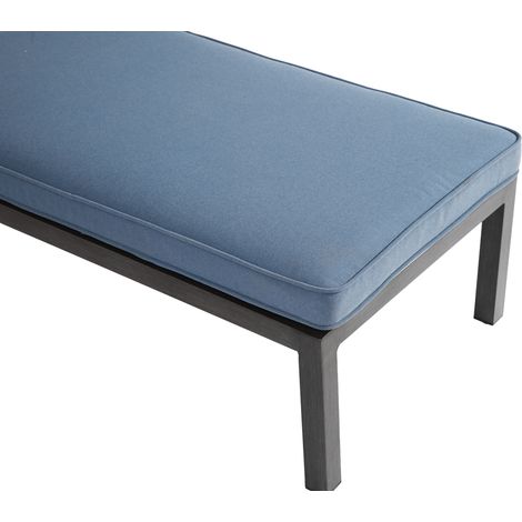Transat de jardin inclinable avec coussin en coton bleu imperméable, chaise lounge aluminium inoxydable pour piscine, mobilier d'extérieur réglable, 1 pièce. (1/5)
