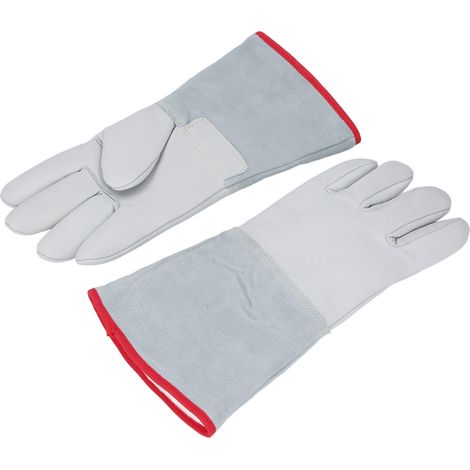 Gants antigel en cuir épais, 1 paire, pour la manipulation d'azote liquide et de glace carbonique (31 cm). (1/5)