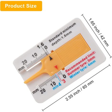 Lot de 4 - Jauge Profondeur Pneu - 0-20 mm Outil De Mesure De Bande Roulement De Pneu - Jauge d'Usure De Pneu Auto Règle En Plastique (1/5)
