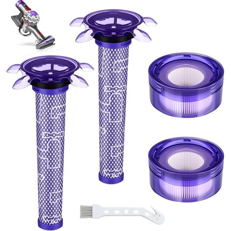 5 Pièces Kit de de Filtre de Rechange pour Aspirateur V8, Filtres pour Dyson V8, Animal Absolute Motorhead, Comprend 2 Filtres Arrière + 2 Filtres Avant + 1 Brosse (1/5)