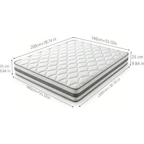 Materasso 140x200 H4 25 cm con schiuma comfort e molle insacchettate a 7 zone bianco HAVRYA (1/3)