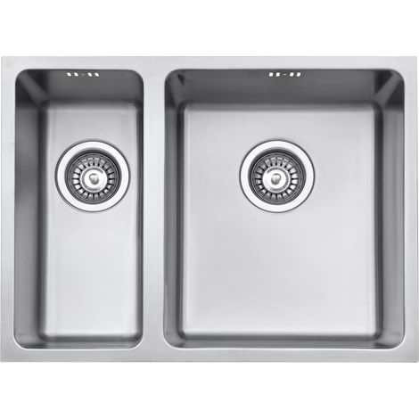 JASSFERRY Évier de cuisine 1,5 Bac , Acier Inoxydable, 590 x 440 mm sous plan avec crépine (1/5)