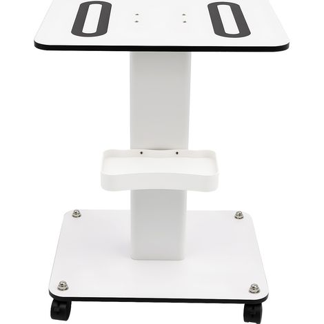 Chariot de beauté blanc - Plateau supérieur rainuré - Chargement 40 kg - 4 roues dont 2 freinées - Pour salon, esthéticienne