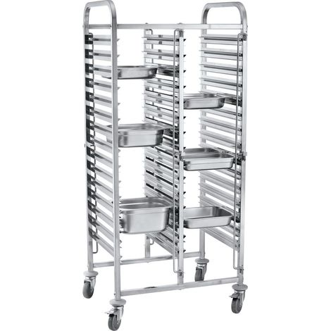 Chariot porte-plateaux double - 30 x GN 1/1 740x550x(H)1730 mm - Hendi