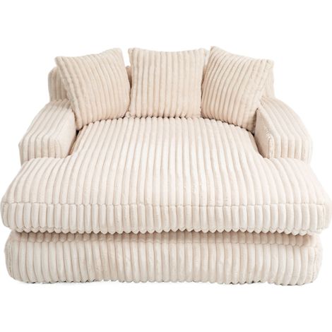 Fauteuil relax 125 × 155 × 63 cm en velours côtelé beige  Sans Montage (1/5)