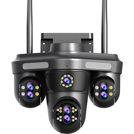 Caméra de surveillance WiFi extérieure HD à 4 vues, 3 modules PTZ motorisés, zoom 35x, surveillance panoramique 360° sans angle mort, vision nocturne infrarouge 25 m, audio bidirectionnel, IP67 (1/5)