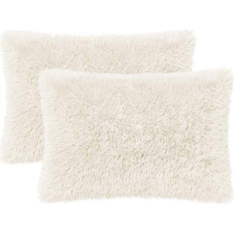 Housse de coussin 2 pcs HEERLEN Blanc 50 x 75 cm Fleece PV vidaXL
