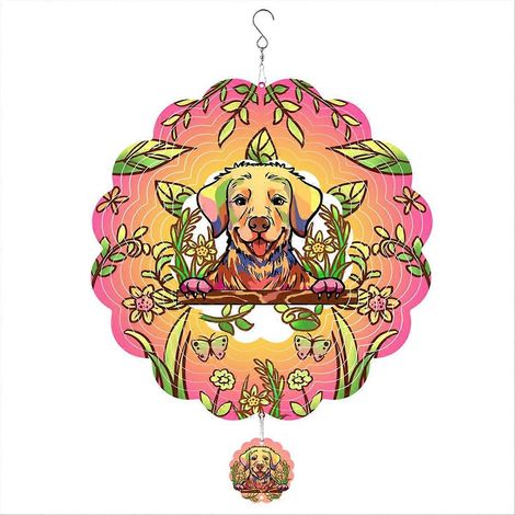Windspiel für den Außenbereich, Mandala-Hundemuster in Grundfarben, zum Aufhängen für die Innen- und Außendekoration. (1/5)