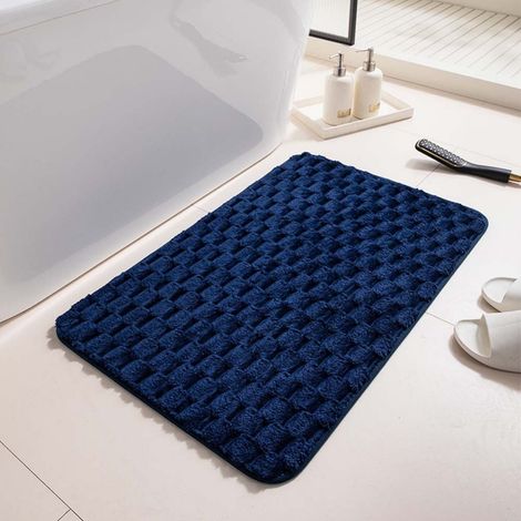 Bleu foncé, 4060cm, texture carapace de tortue. Tapis de bain en peluche imitation carapace de tortue, absorbant et antidérapant pour l'entrée de la salle de bain, facile à nettoyer. (1/5)