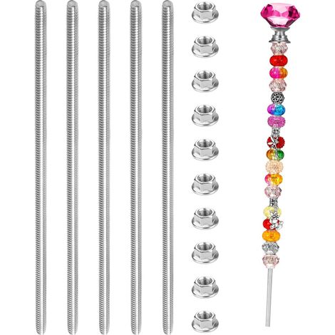 Lot de 5 Tige Filetée M6x300mm, Acier Inoxydable 304, Avec 10 Ecrou a Embase, Pour Construction