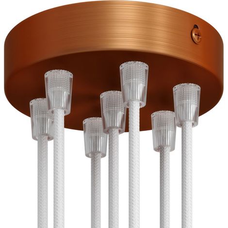 creative cables - Kit rosone cilindrico in Metallo a 7 Fori - Conico, Rame Satinato